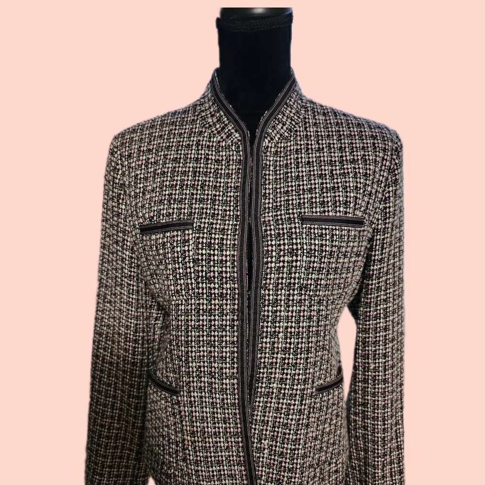 Mark, Fore & Strike vintage looking black & pink tweed jacket blazer​ - Picture 4 of 12